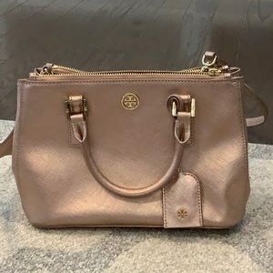 Tory Burch Robinson Saffiano micro tote Rose Gold